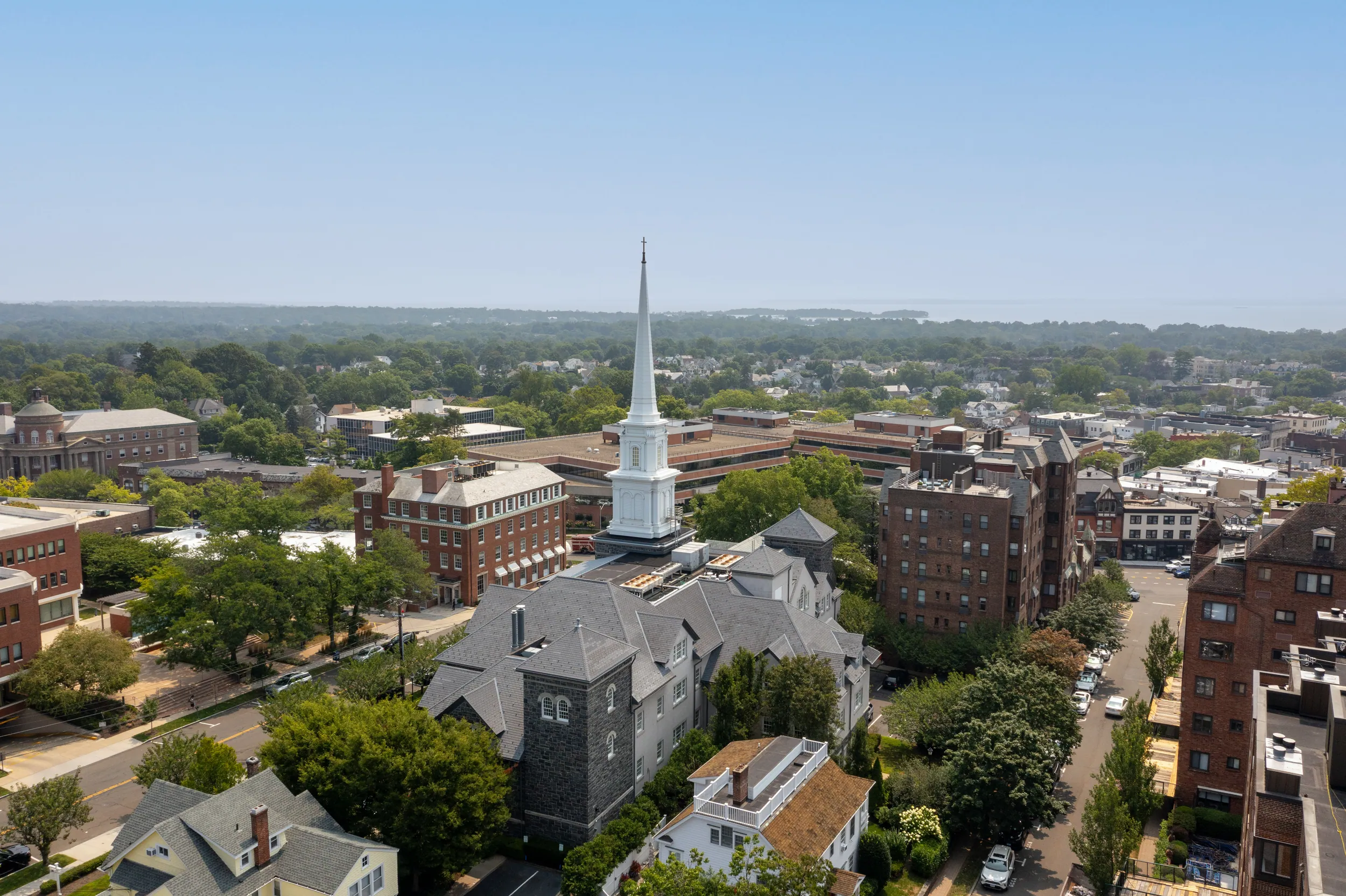 Greenwich Avenue lined with upscale boutiques, galleries, and tree-shaded sidewalks in downtown Greenwich