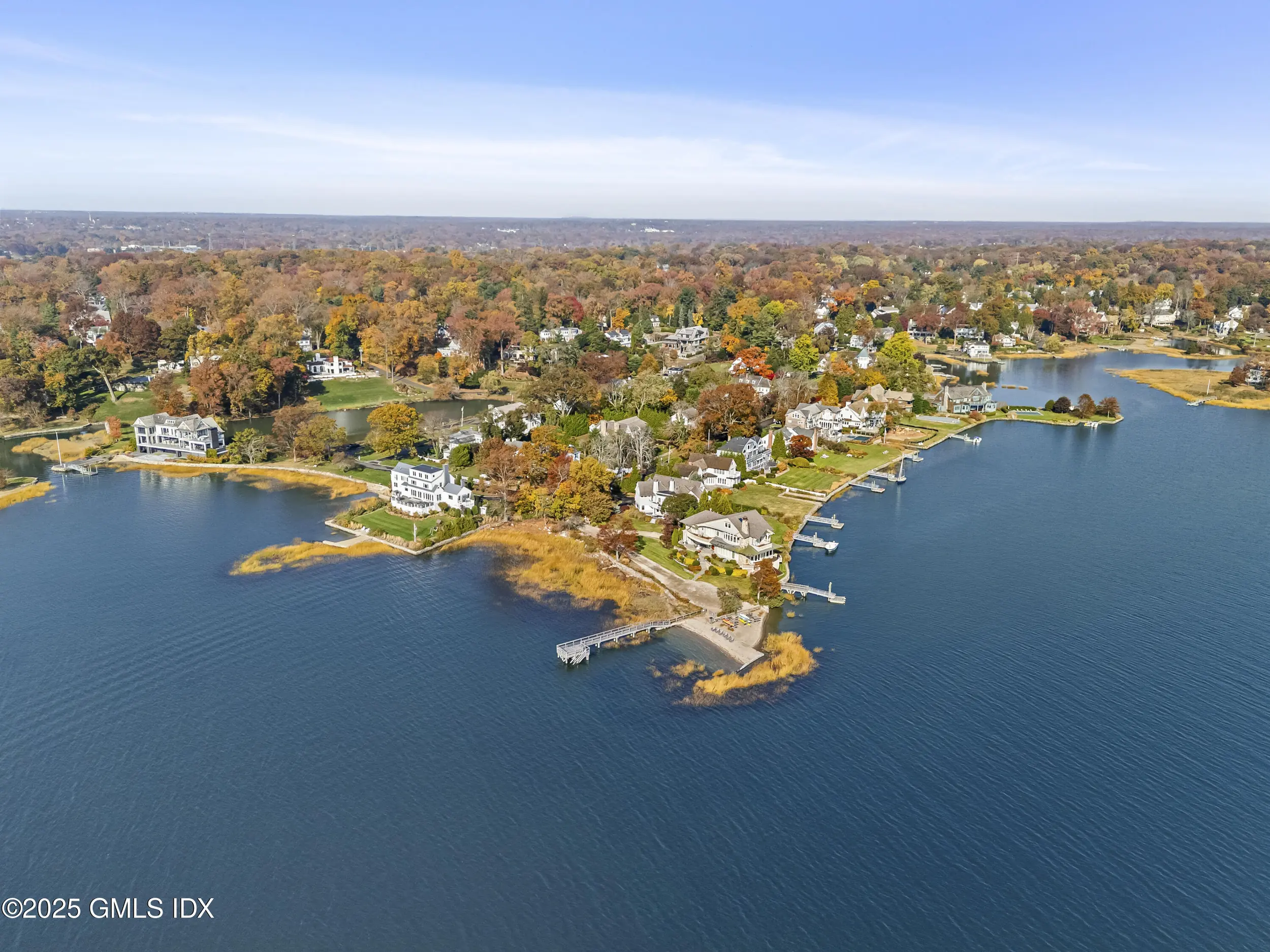 Aerial waterfront view near 45 Willow Road